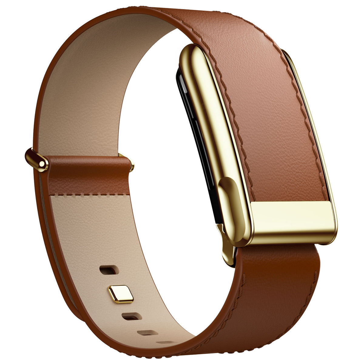 WHOOP 5.0 Leather Band — Polished Gold (MG) - 棕色1