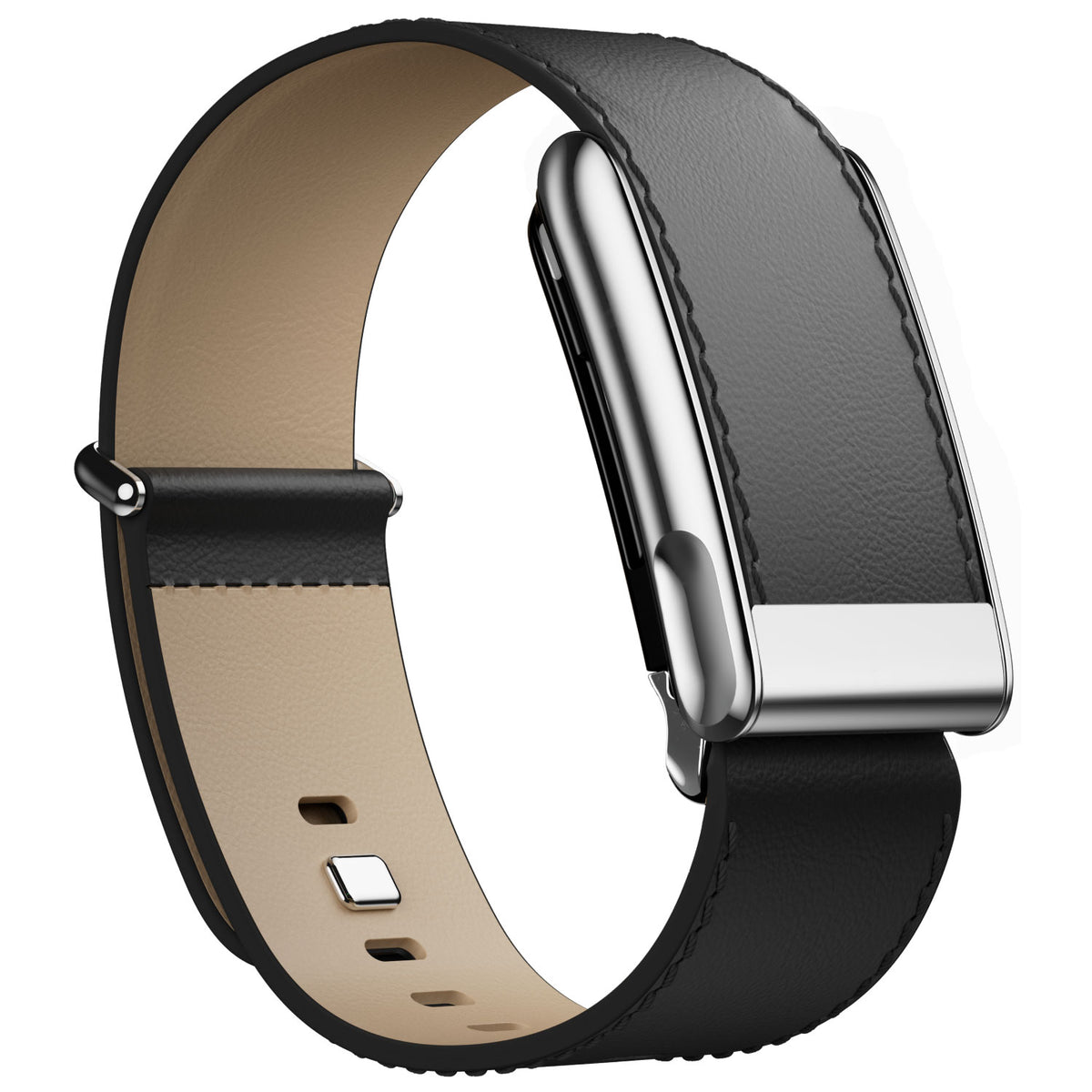 WHOOP 5.0 Leather Band — Polished Silver (MG) - 黑色1