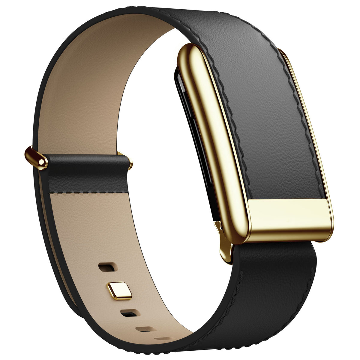 WHOOP 5.0 Leather Band — Polished Gold - 黑色1