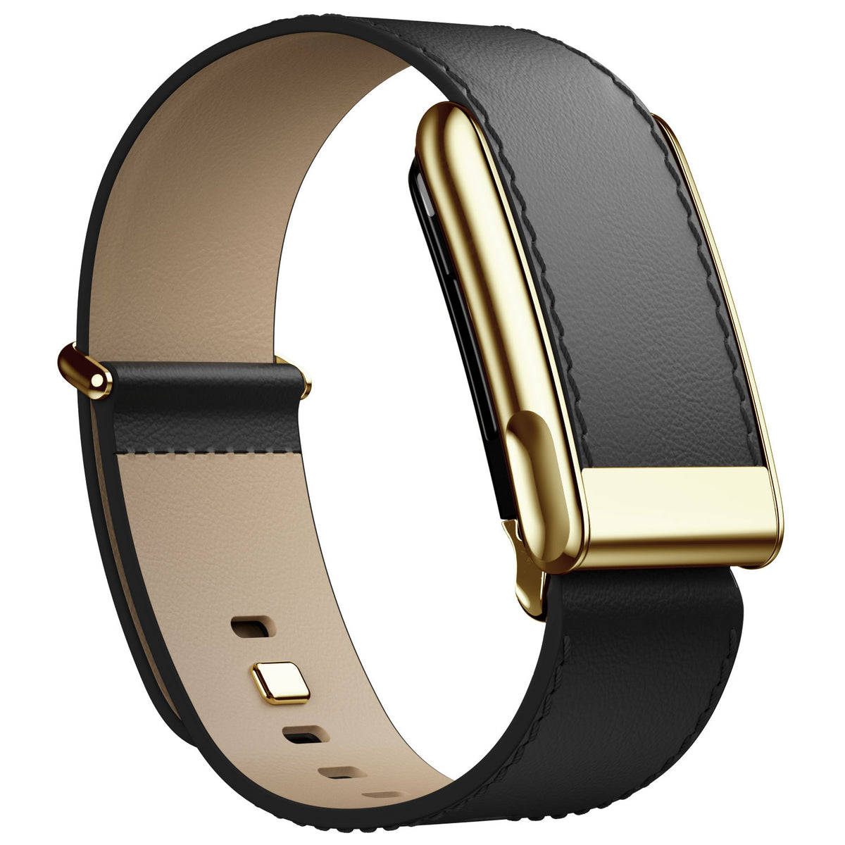 WHOOP 5.0 Leather Band — Polished Gold (MG) - 黑色1