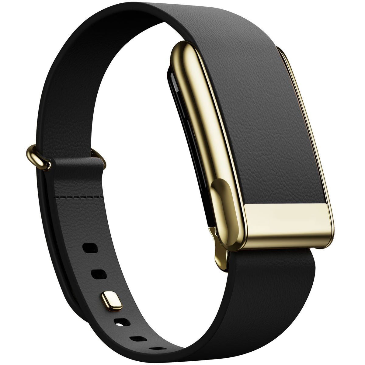 WHOOP 5.0 Leather Band — Polished Gold (MG) - 黑色