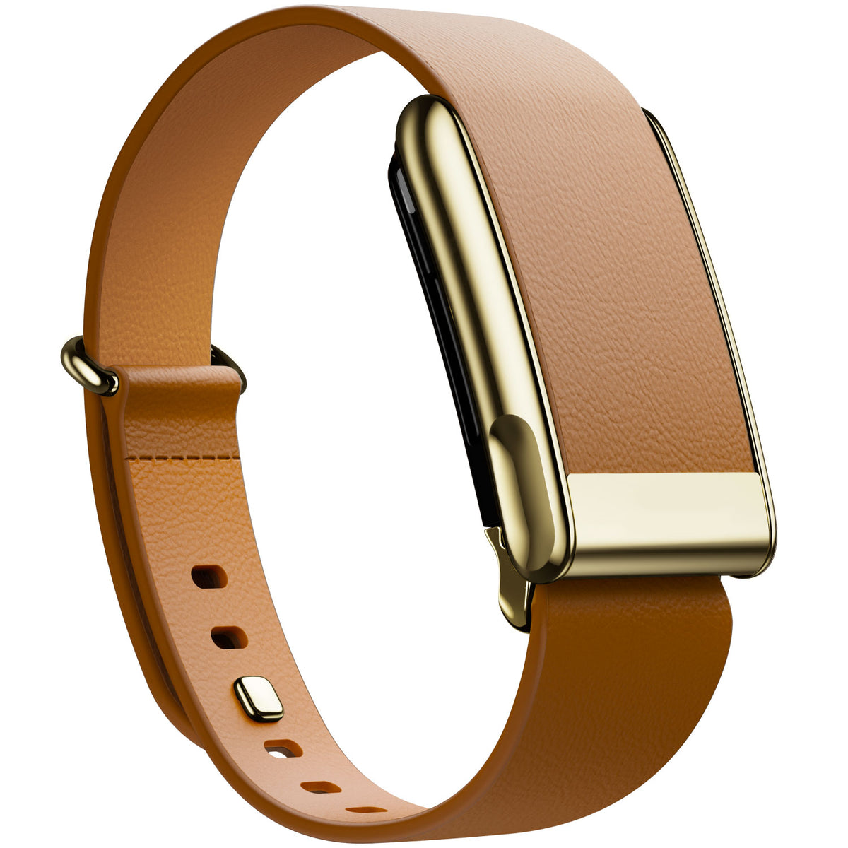WHOOP 5.0 Leather Band — Polished Gold (MG) - 棕色