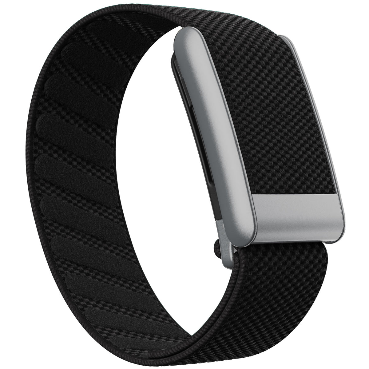 WHOOP 5.0 Standard Woven Band — Matte Silver - 全黑