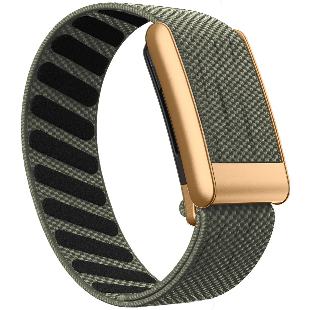 WHOOP 5.0 Standard Woven Band — Matte Rose Gold - 灰绿
