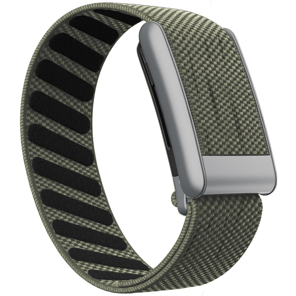 WHOOP 5.0 Standard Woven Band — Matte Silver - 灰绿