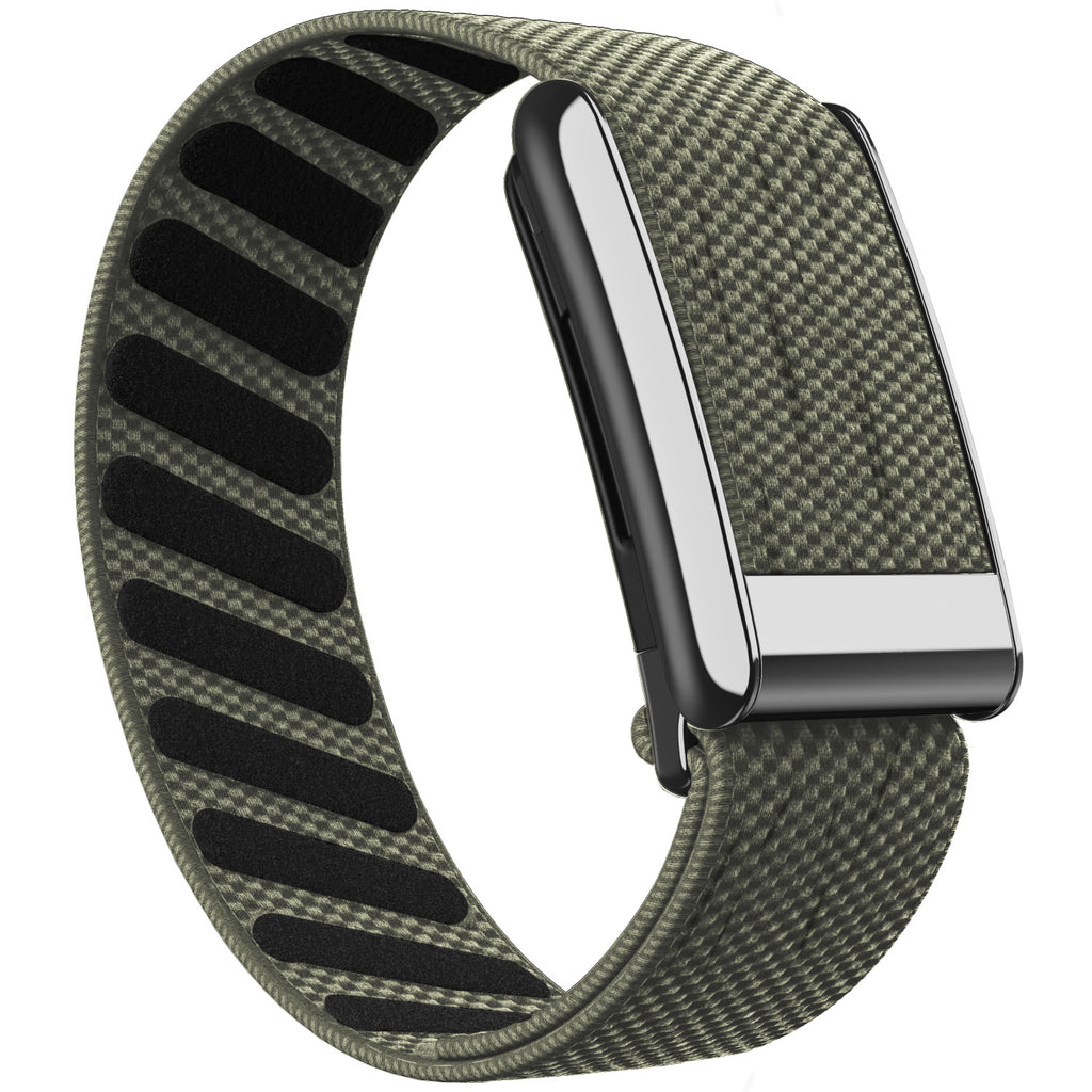 WHOOP 5.0 Standard Woven Band — Titanium Silver - 灰绿
