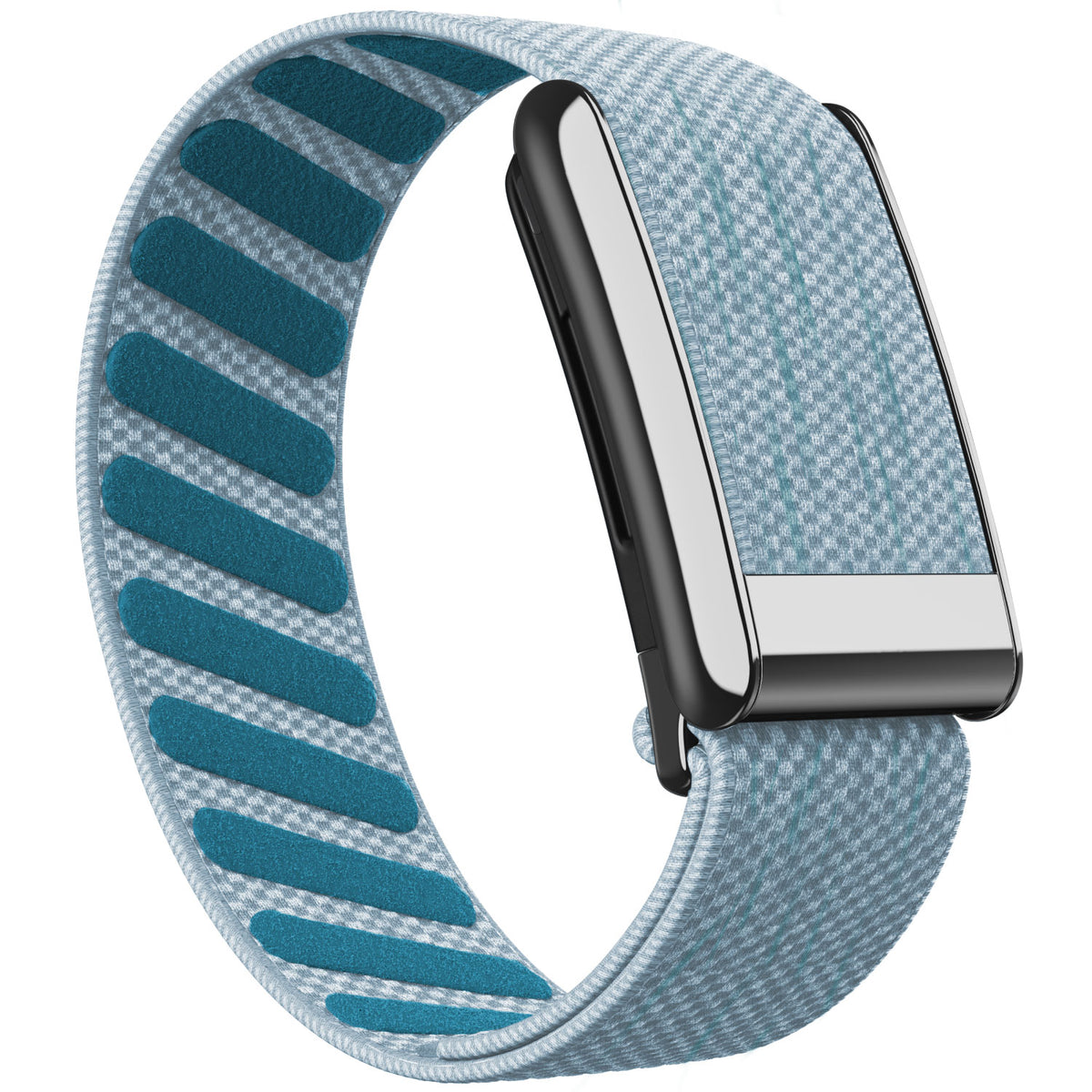 WHOOP 5.0 Standard Woven Band — Titanium Silver - 钻石蓝