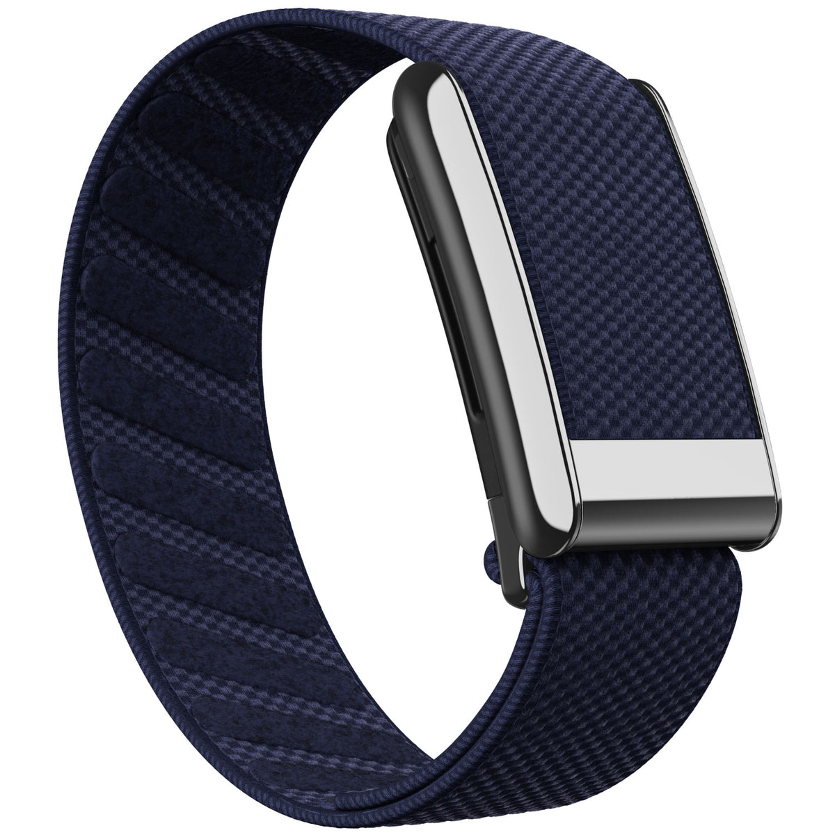 WHOOP 5.0 Standard Woven Band — Titanium Silver - 午夜蓝