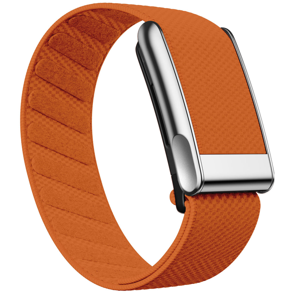 WHOOP 5.0 Standard Woven Band — Titanium Silver (MG) - 橙色