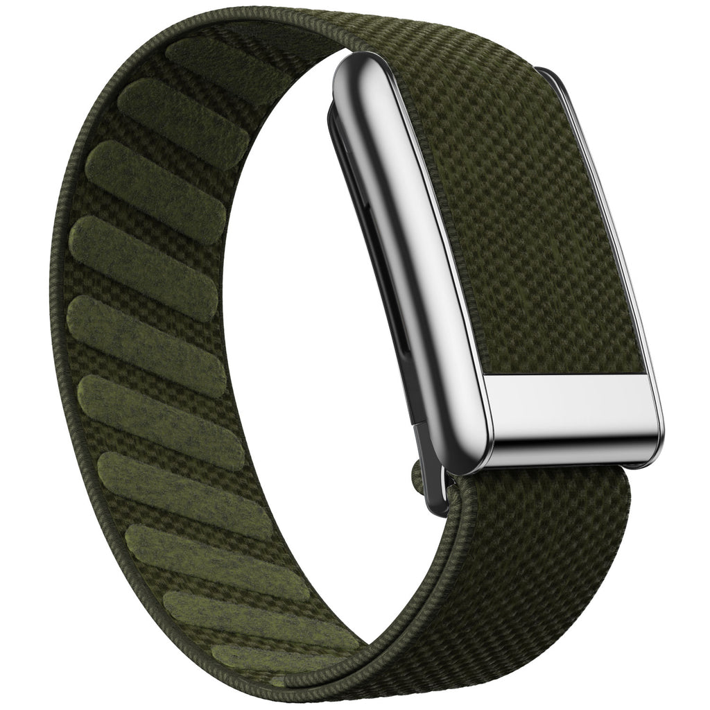 WHOOP 5.0 Standard Woven Band — Titanium Silver - 苔绿