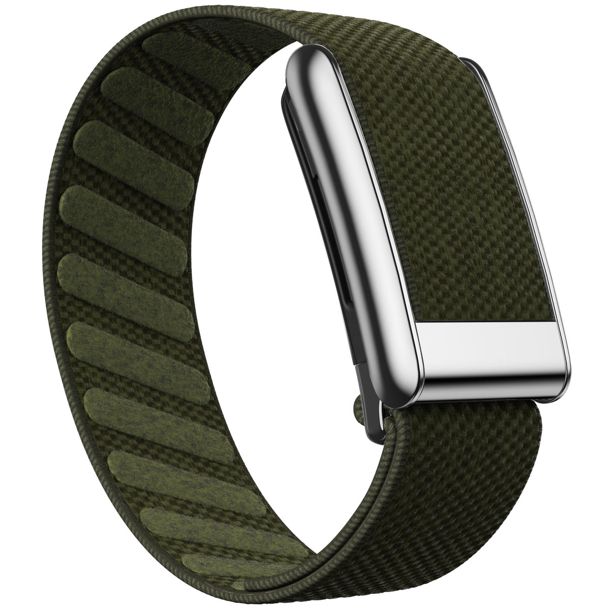 WHOOP 5.0 Standard Woven Band — Titanium Silver - 苔绿