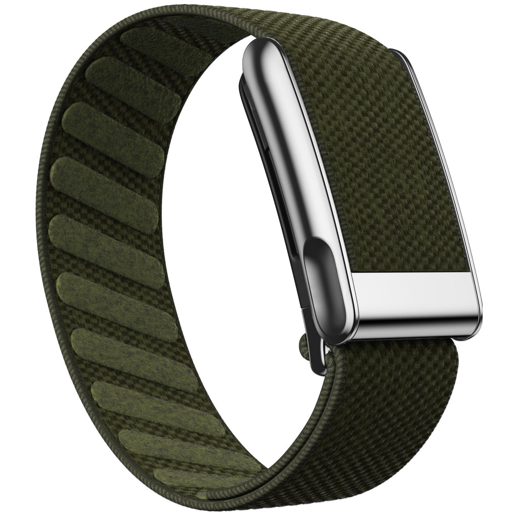 WHOOP 5.0 Standard Woven Band — Titanium Silver (MG) - 苔绿