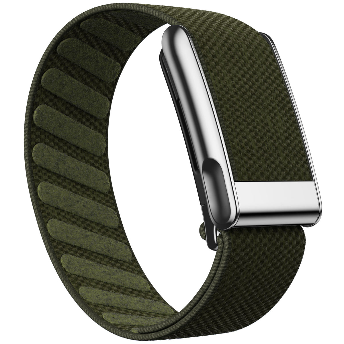 WHOOP 5.0 Standard Woven Band — Titanium Silver (MG) - 苔绿