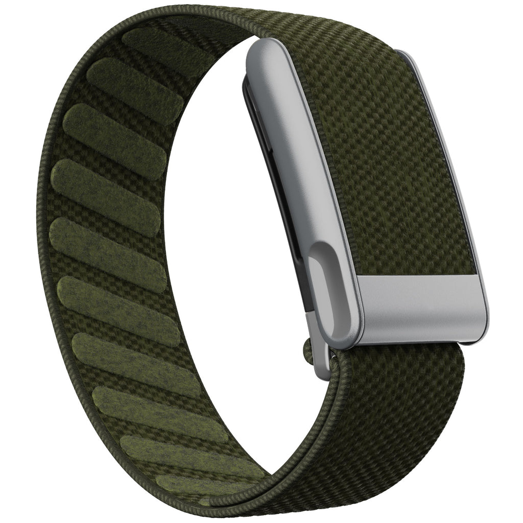 WHOOP 5.0 Standard Woven Band — Matte Silver (MG) - 苔绿