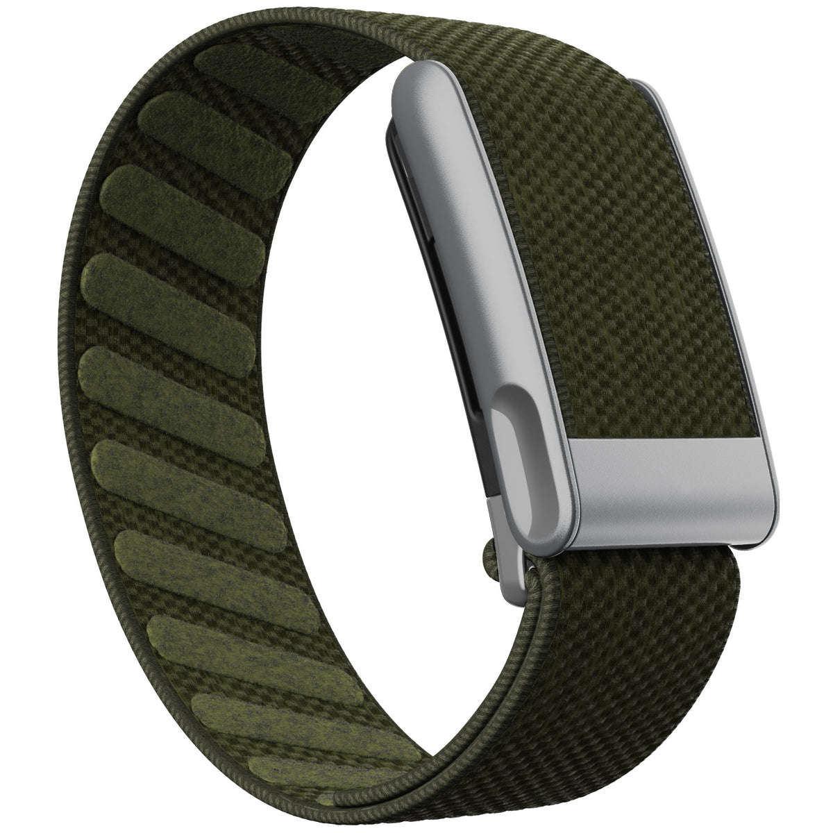 WHOOP 5.0 Standard Woven Band — Matte Silver (MG) - 苔绿