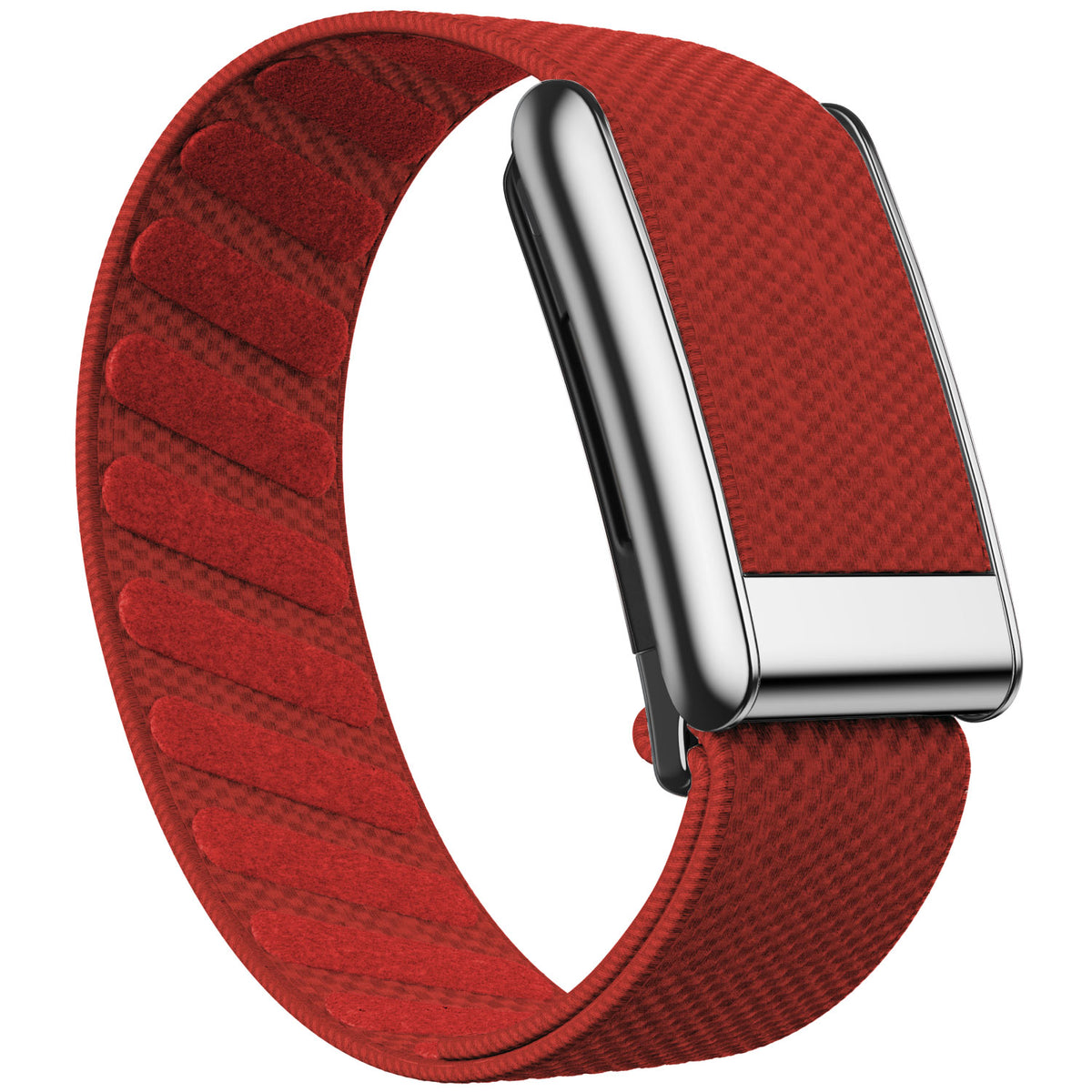WHOOP 5.0 Standard Woven Band — Titanium Silver - 红色