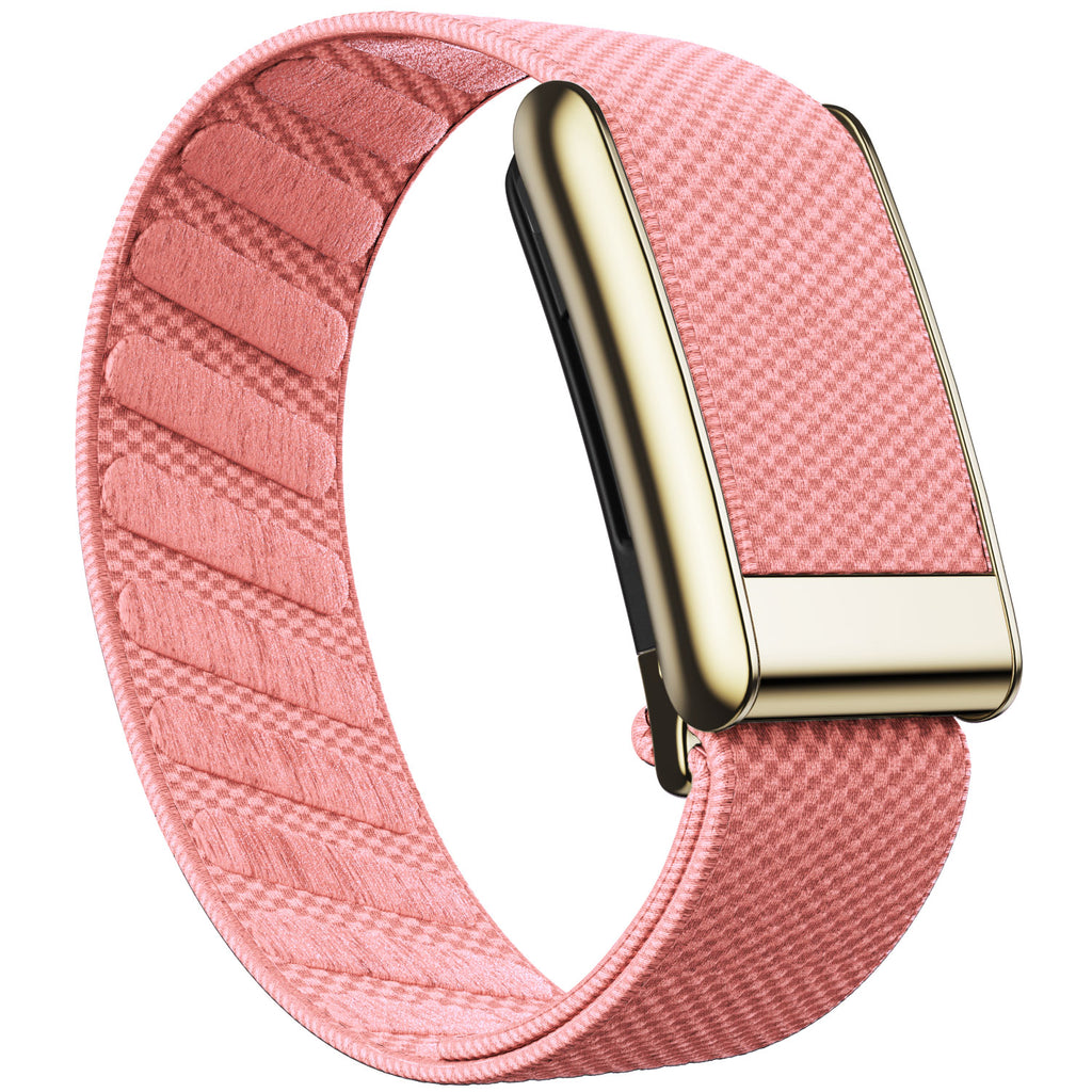WHOOP 5.0 Standard Woven Band — Titanium Gold - 樱花粉